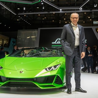 Stefano Domenicali, Chairman and Chief Executive Officer and the new Huracán EVO Spyder