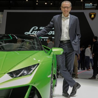 Stefano Domenicali, Chairman and Chief Executive Officer and the new Huracán EVO Spyder