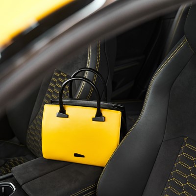 Automobili Lamborghini Leather Goods and Travel Collection - Contrast colours leather bag