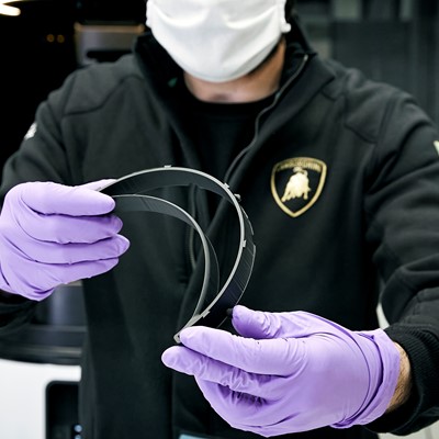 3D printed component of Lamborghini medical shield for S. Orsola Hospital