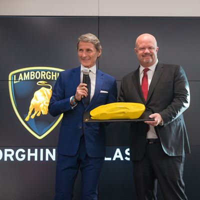 Stephan Winkelmann at the opening of Lamborghini Dallas