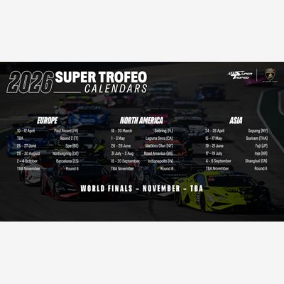 2026 Lamborghini Super Trofeo Asia Europe and North America calendars unveiled