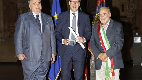 da sx Prefetto di Padova Renato Franceschelli, U. Tossini e Vice Sindaco di Selvazzano Dentro Bruno Saponaro