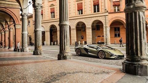 Lamborghini Sián homage the Bologna's arcades UNESCO heritage