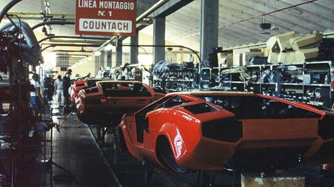 Old 1974 2024 50 years since production of the first Lamborghini Countach