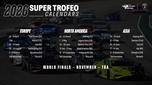 2026 Lamborghini Super Trofeo Asia Europe and North America calendars unveiled